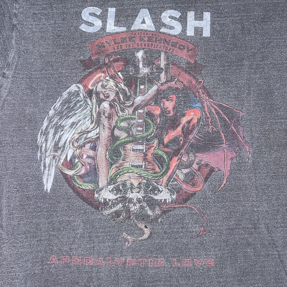Vintage Y2K Myle Kennedy Slash Apocalyptic Love Gray Band Faded T-Shirt Mens L